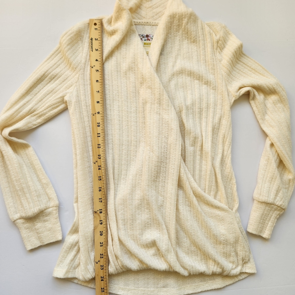 Maeve Anthropologie Womens Sweater Ivory Faux Wrap Front Long Sleeve Knit Xsmall - Picture 11 of 13